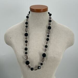 Gothic boho Smokey clear and black beaded necklace